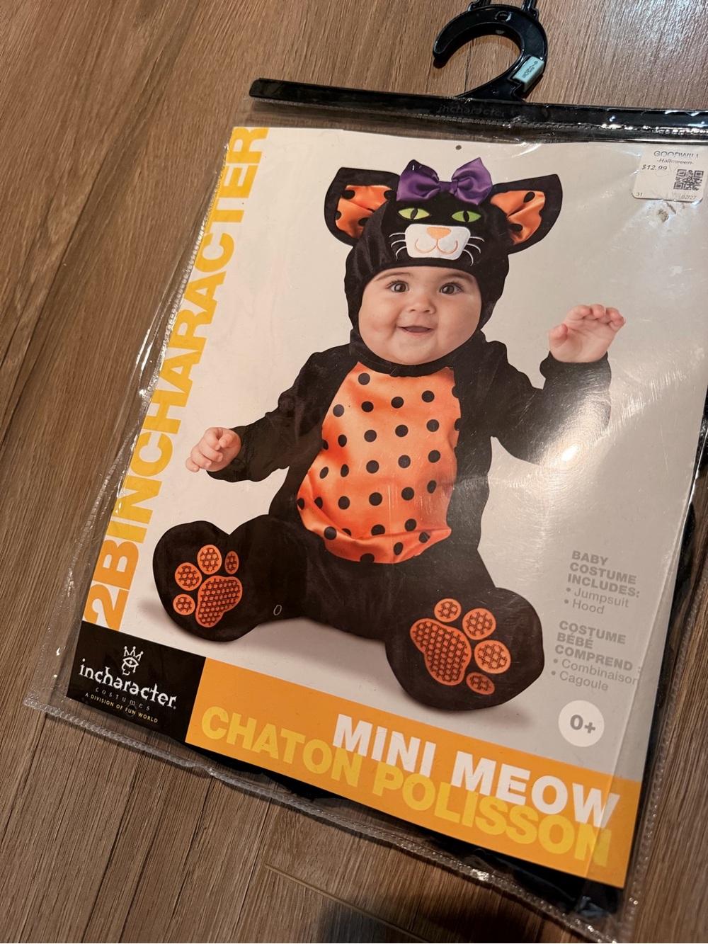 In character Costume Baby Black Cat Kitty Kitten Infant Girls 6-12m Halloween